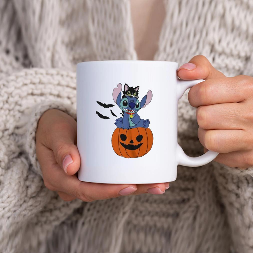 Black Cat And Pumpkin Halloween Stitch Mug