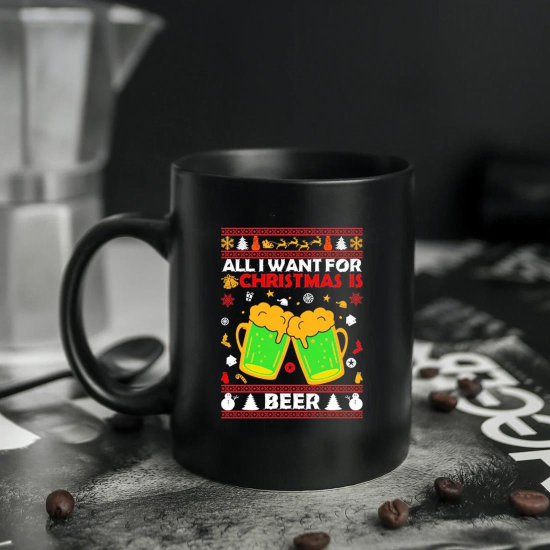 Funny Christmas Mug - I wish this was beer