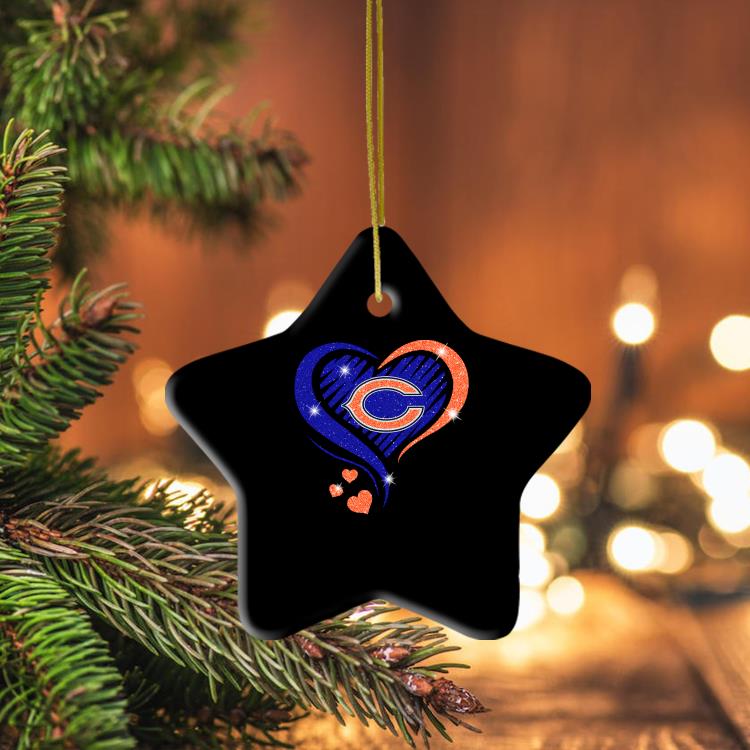 Chicago Bears go Bears diamond blink heart ornament tree Decoration