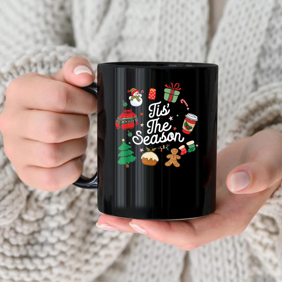 Christmas Doodles Tis The Season Retro Holiday Cookies Mug