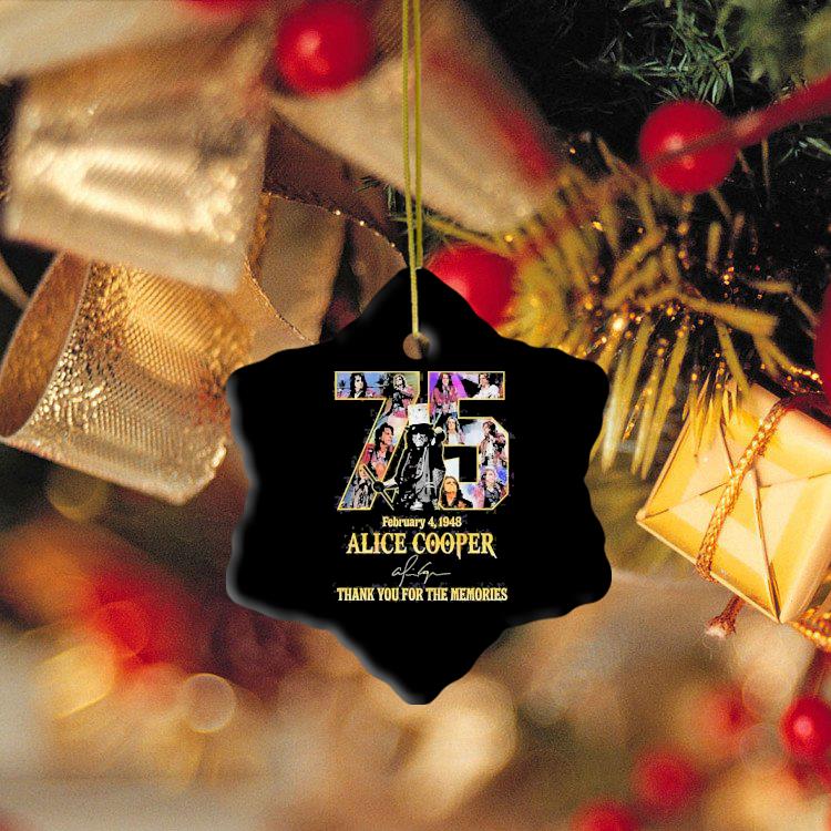 February 4 1948 Alice Cooper 75 Years Thank You For The Memories Signature Ornament mockup ornament ngoi sao