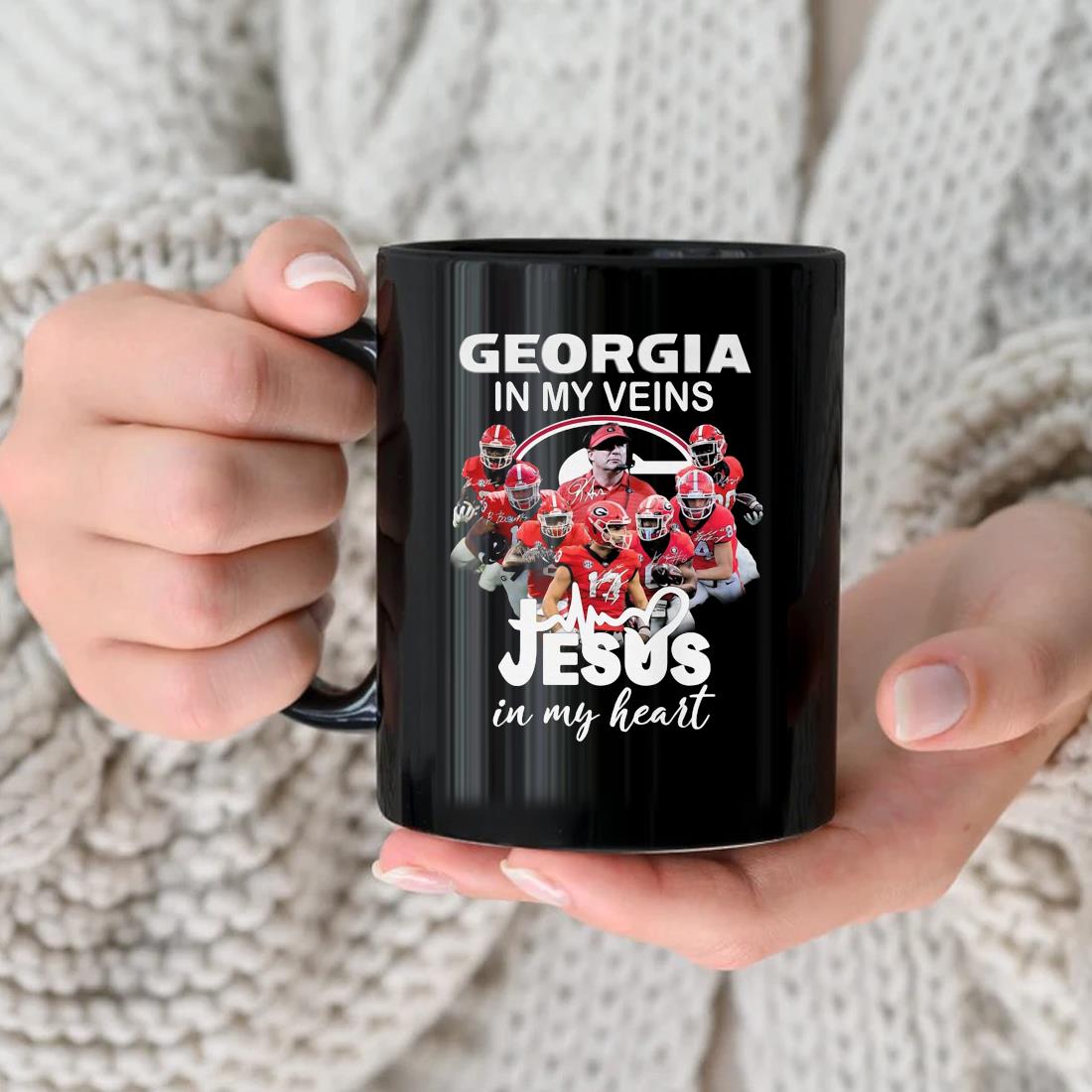 Georgia Bulldogs In My Veins Jesus In My Heart Signatures 2022 Mug