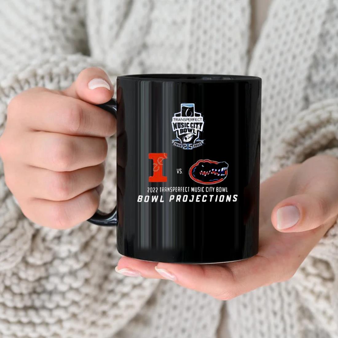 Illinois Strength Vs Florida Gators 2022 Transperfect Music City Bowl Bowl Projections Mug