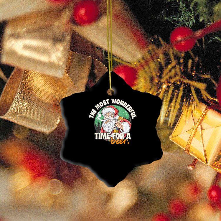 Santa Claus The Most Wonderful Christmas Time For A Beer Ornament mockup ornament ngoi sao
