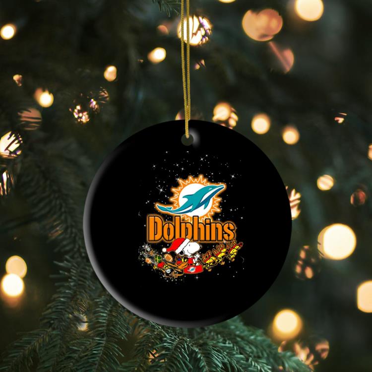 Miami Dolphins Merry Christmas Circle Ornament