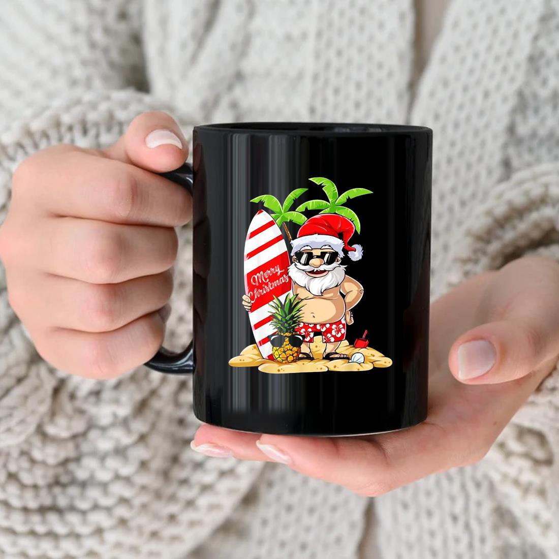 Santa Surf Merry Christmas Mug