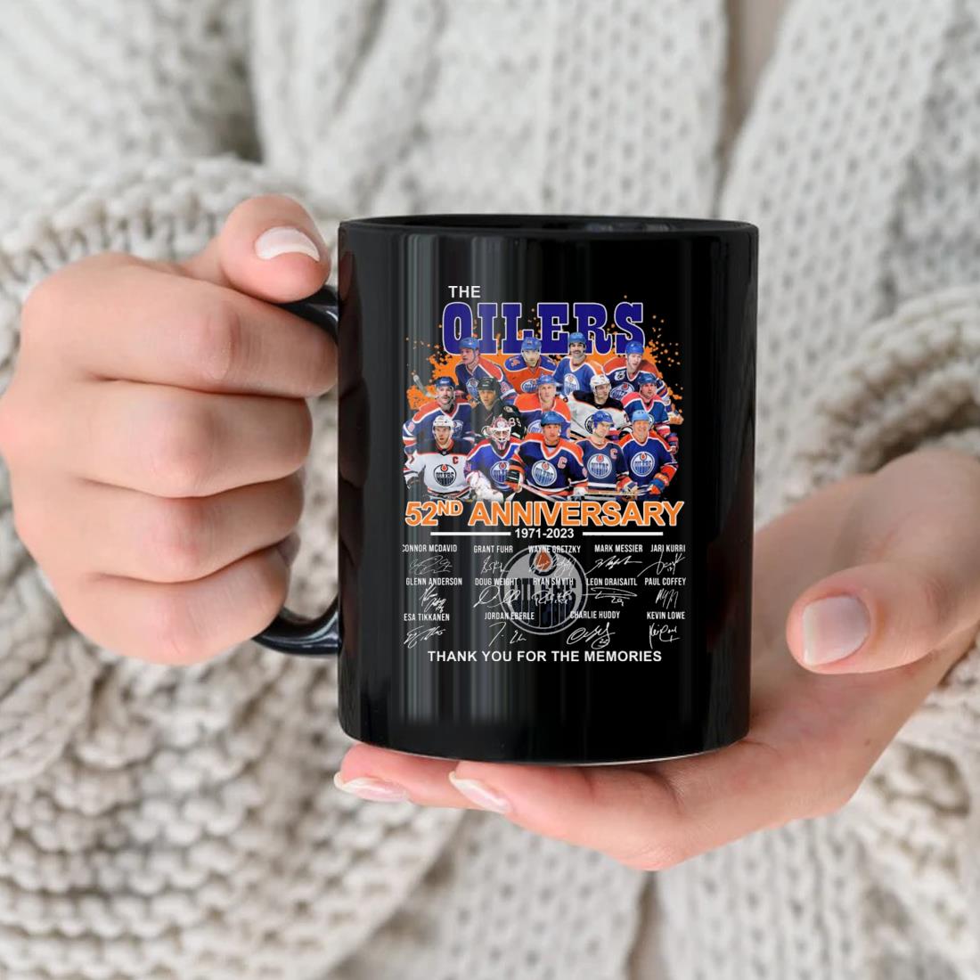 The Edmonton Oilers 52nd Anniversary 1971-2023 Thank You For The Memories Signatures Mug