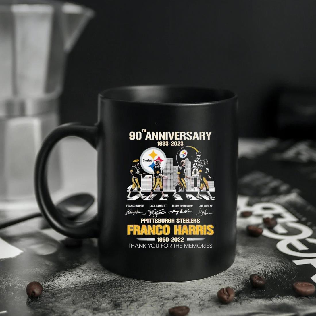 90th Anniversary 1933-2023 Pittsburgh Steelers Franco Harris 1950-2022  Thank You For The Memories Signatures shirt, hoodie, sweater, long sleeve  and tank top