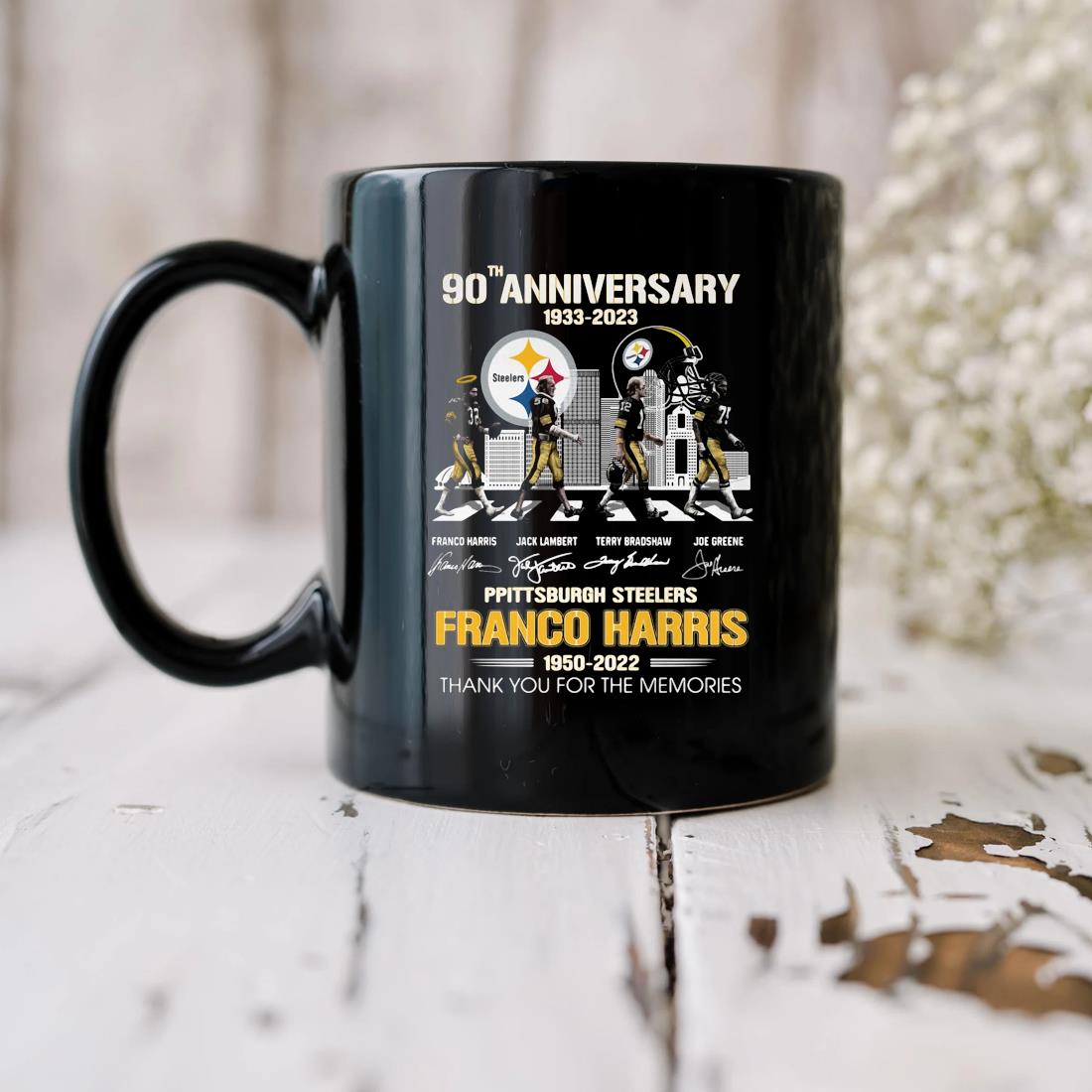 Pittsburgh Steelers abbey road 90th anniversary 1933-2023 Franco Harris  1950-2022 with signatures thank you for the memories shirt, hoodie,  sweater, long sleeve and tank top