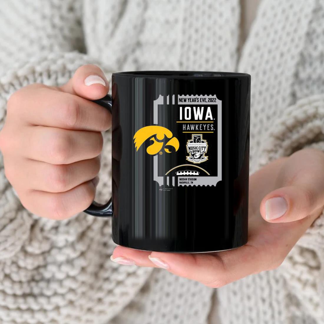 Iowa Hawkeyes New Year's Eve 2022 Transperfect Music City Bowl Mug