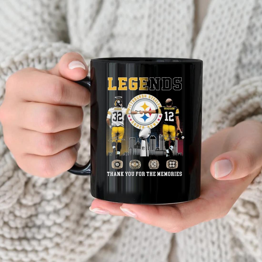 Legends Pittsburgh Steelers Harris And Bradshaw Thank You For The Memories Signatures Mug