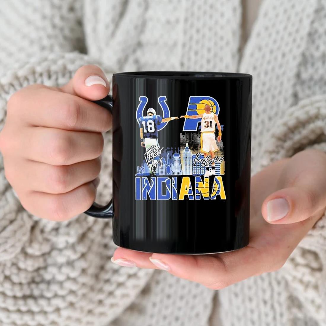 Manning Indianapolis Colts And Miller Indiana Pacers Indiana City Signatures 2022 Mug