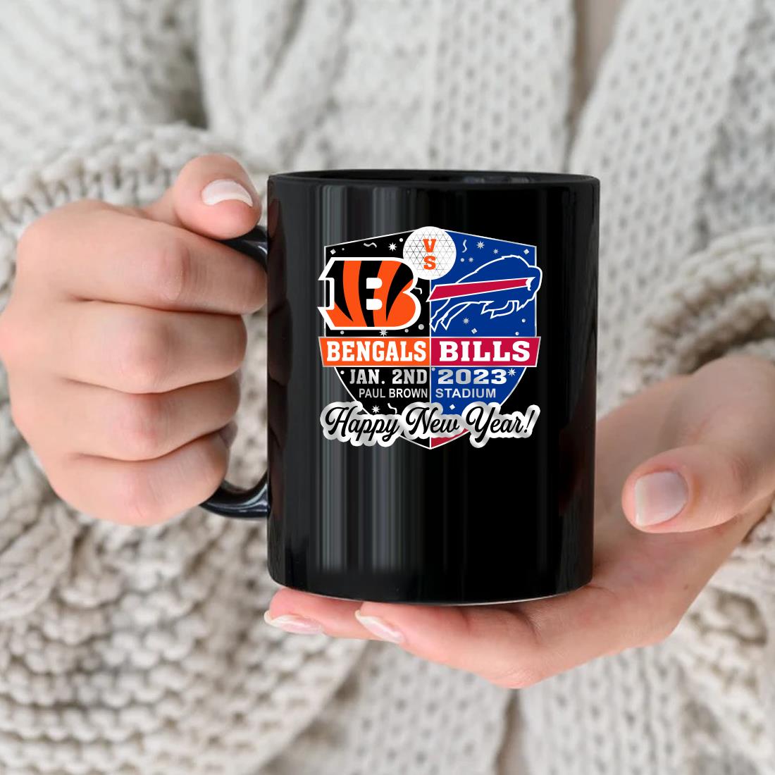 Official Cincinnati Bengals Vs Buffalo Bills Jan 2nd 2023 Paul Brown Stadium Happy New Year Mug