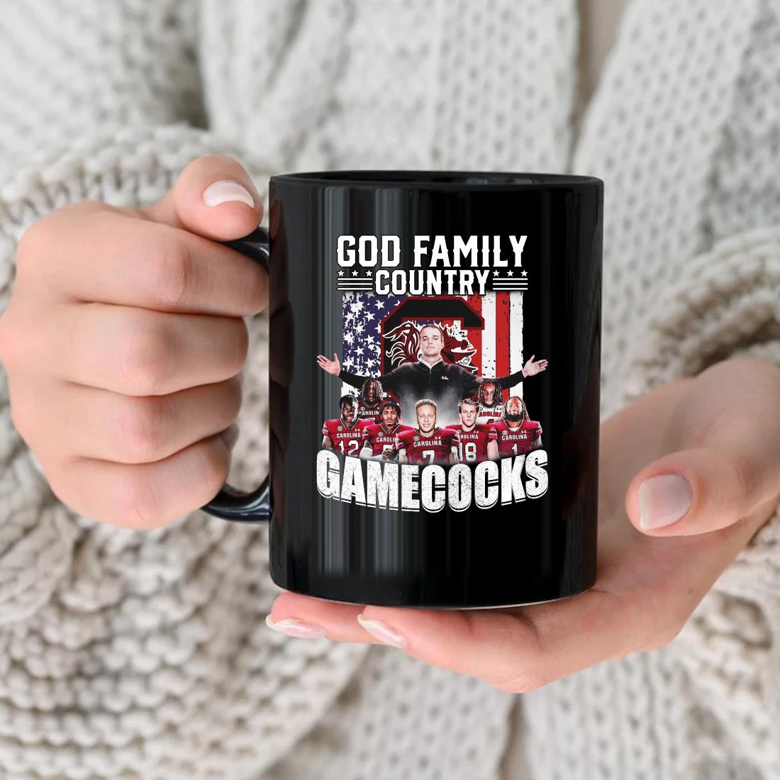 Official God Family Second South Carolina Gamecocks American Flag Mug