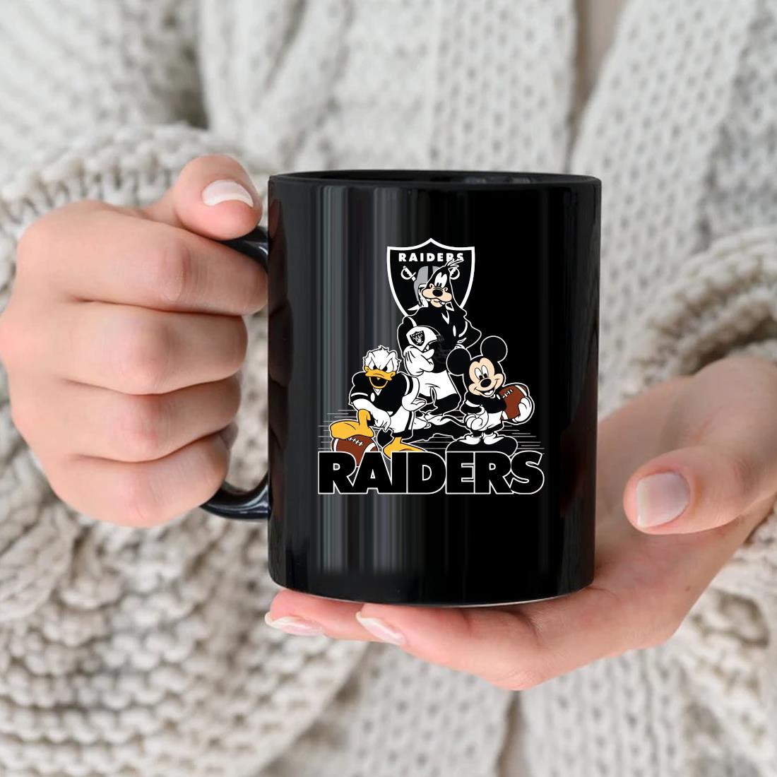 Official Mickey Mouse And Friends Oakland Raiders American Football Nfl Christmas 2022 Mug
