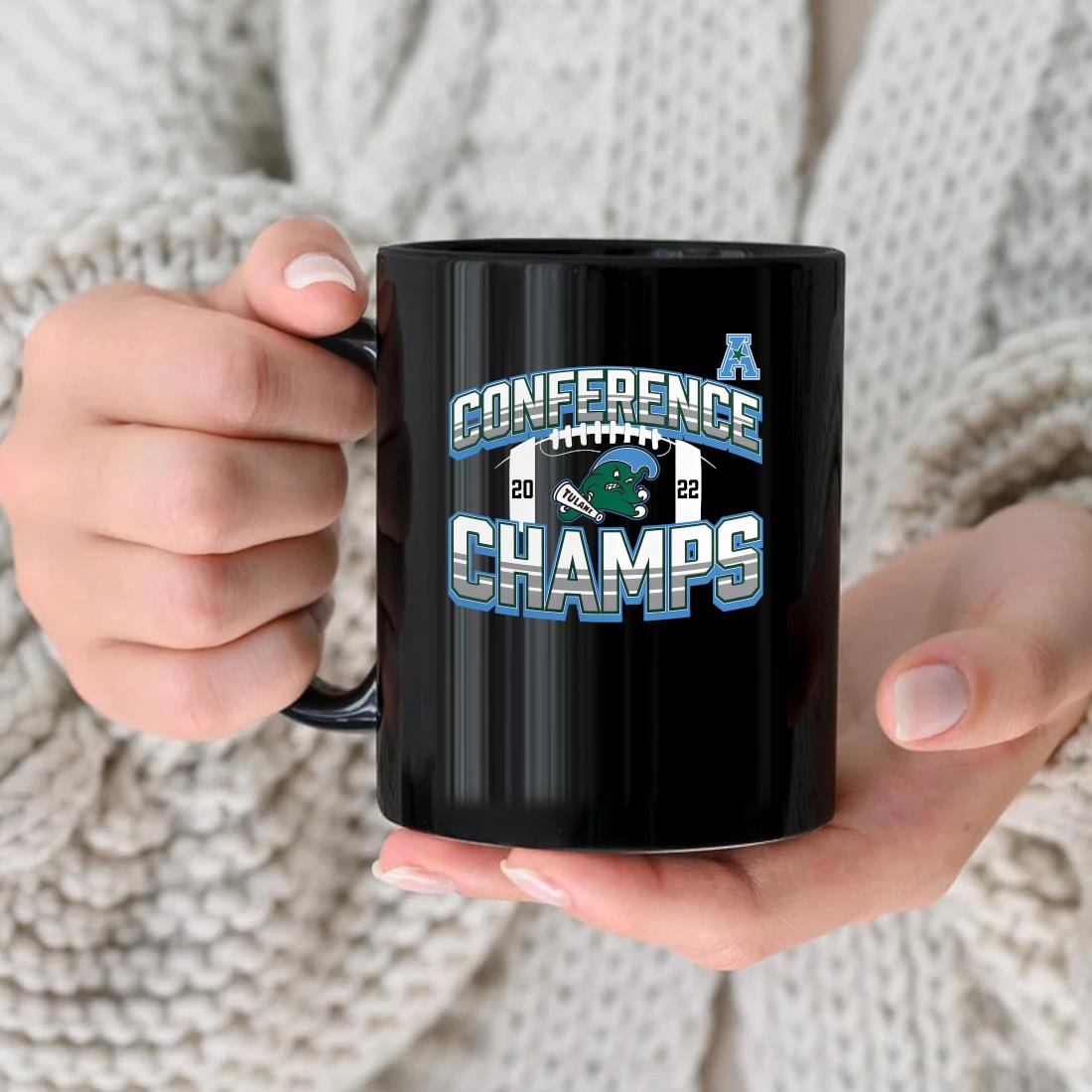 Official Tulane Green Wave 2022 Aac Football Conference Champions Icon Bold Mug