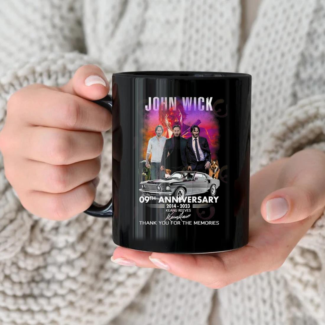 Offiial John Wick 09th Anniversary 2014 – 2023 Keanu Reeves Thank You For The Memories Signature Mug