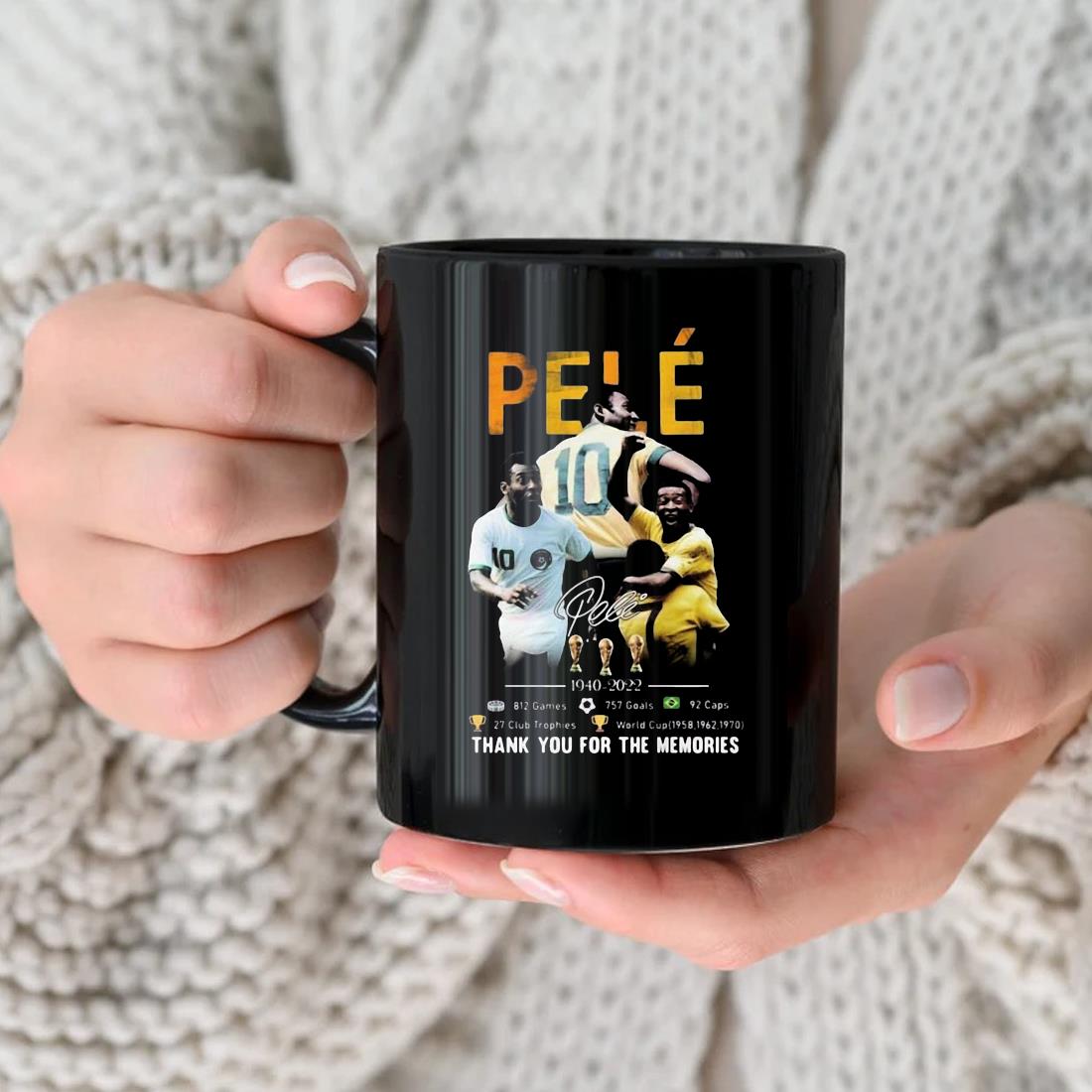 Pele 1940-2022 812 Games 757 Goals Thank You For The Memories Signature Mug