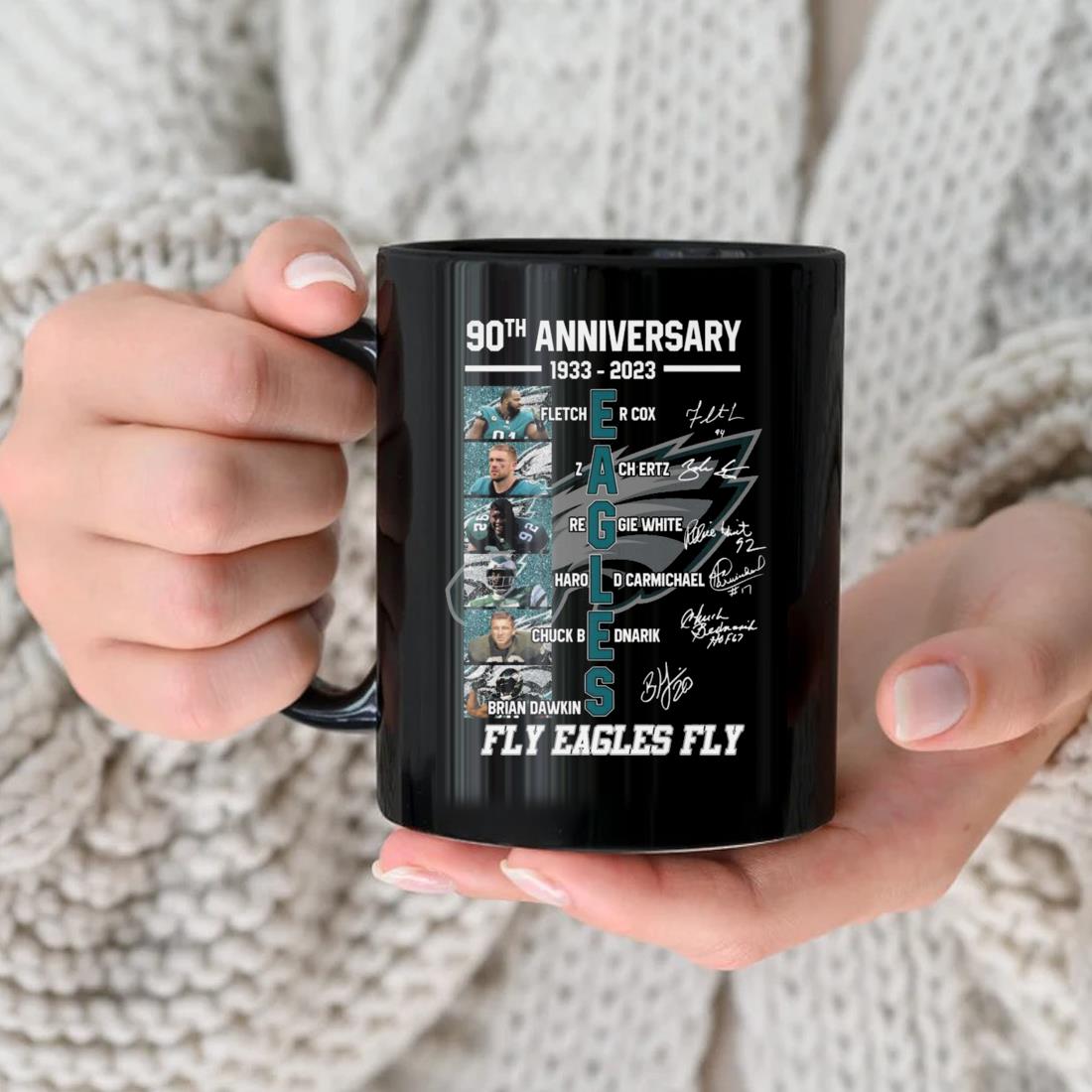 Philadelphia Eagles 90th Anniversary 1933-2023 Fly Eagles Fly Signatures Mug