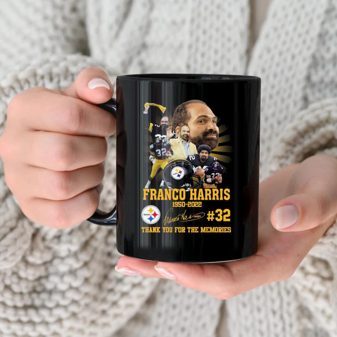 Pittsburgh Steelers Franco Harris 1950-2022 Thank You For The Memories Signature Mug