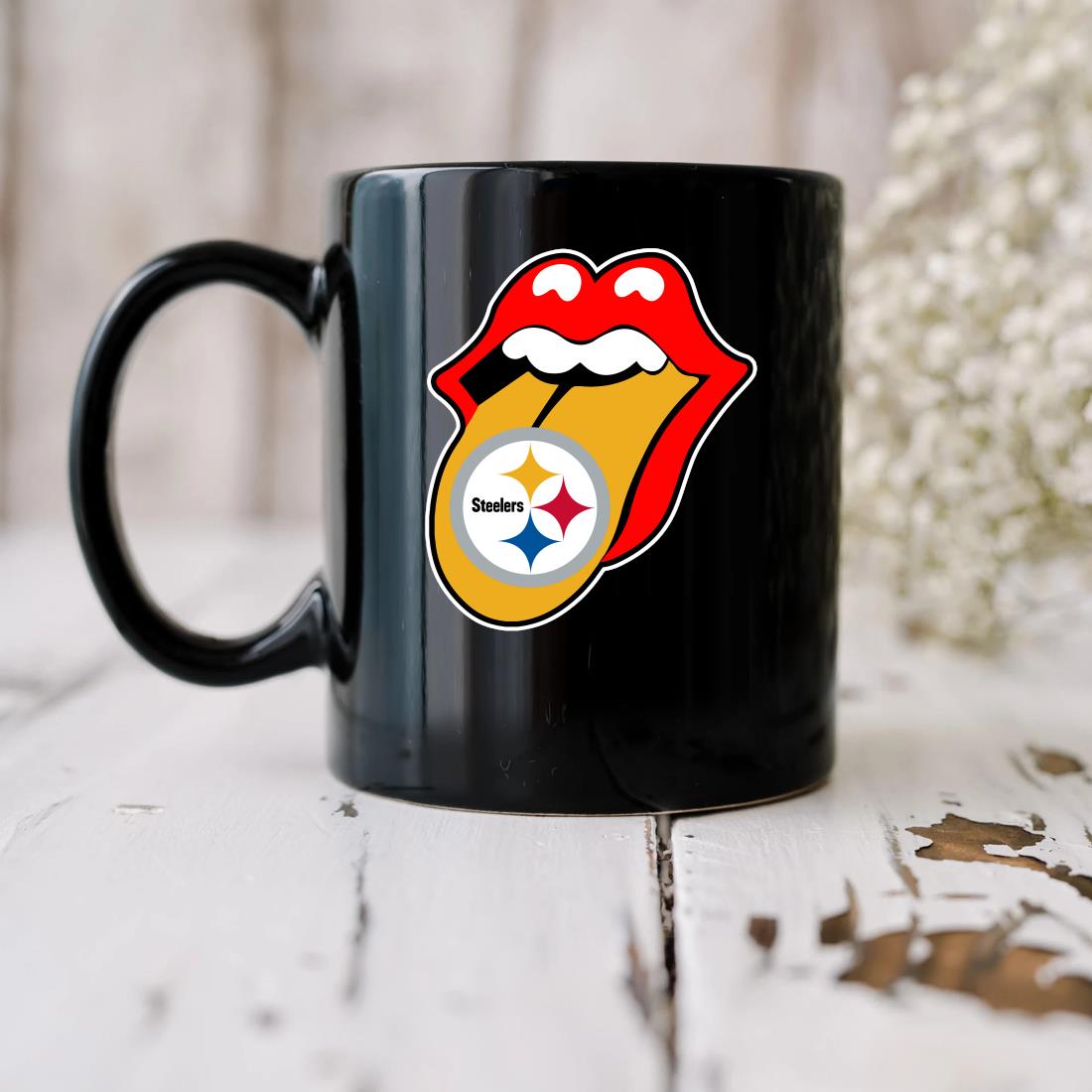 Pittsburgh Steelers The Rolling Stones Logo Mug biu