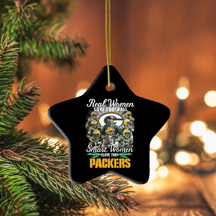 Real Women Love Football Smart Women Love The Green Bay Packers Signatures 2022 Ornament
