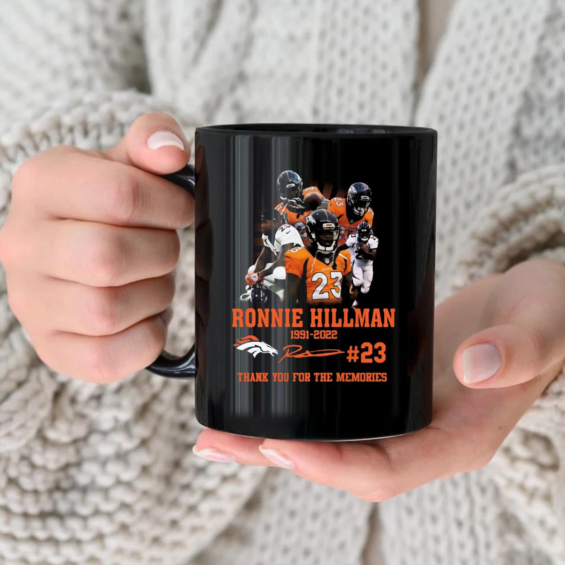 Ronnie Hillman 1991-2022 Thank You For The Memories Signature Mug