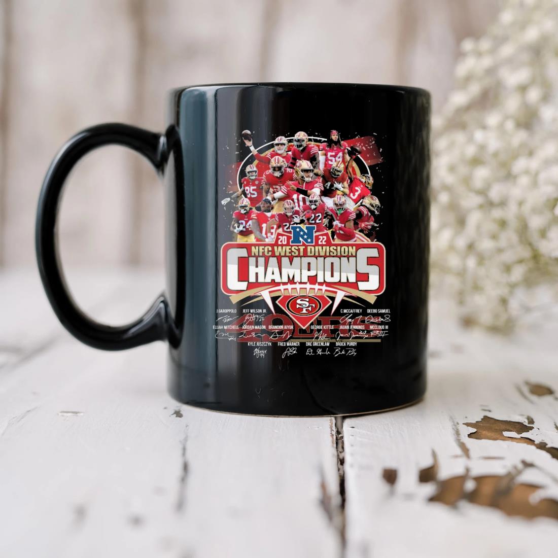 San Francisco 49ers Team Football 2022 Nfc West Champions Signatures Mug,  hoodie, sweater, long sleeve and tank top