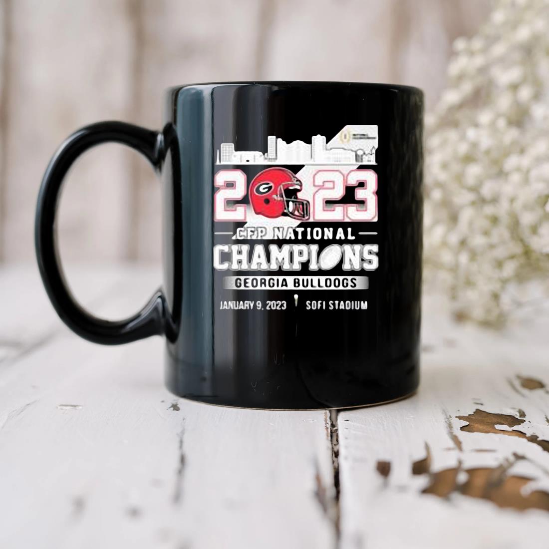 2023 CFP National Champions Georgia Bulldogs Skyline Mug biu