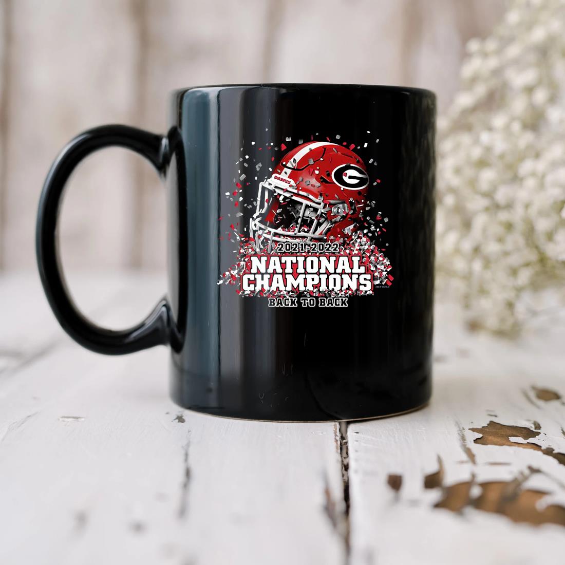 Georgia Bulldogs Back-To-Back College Football Playoff National Champions Confetti Helmet Mug biu