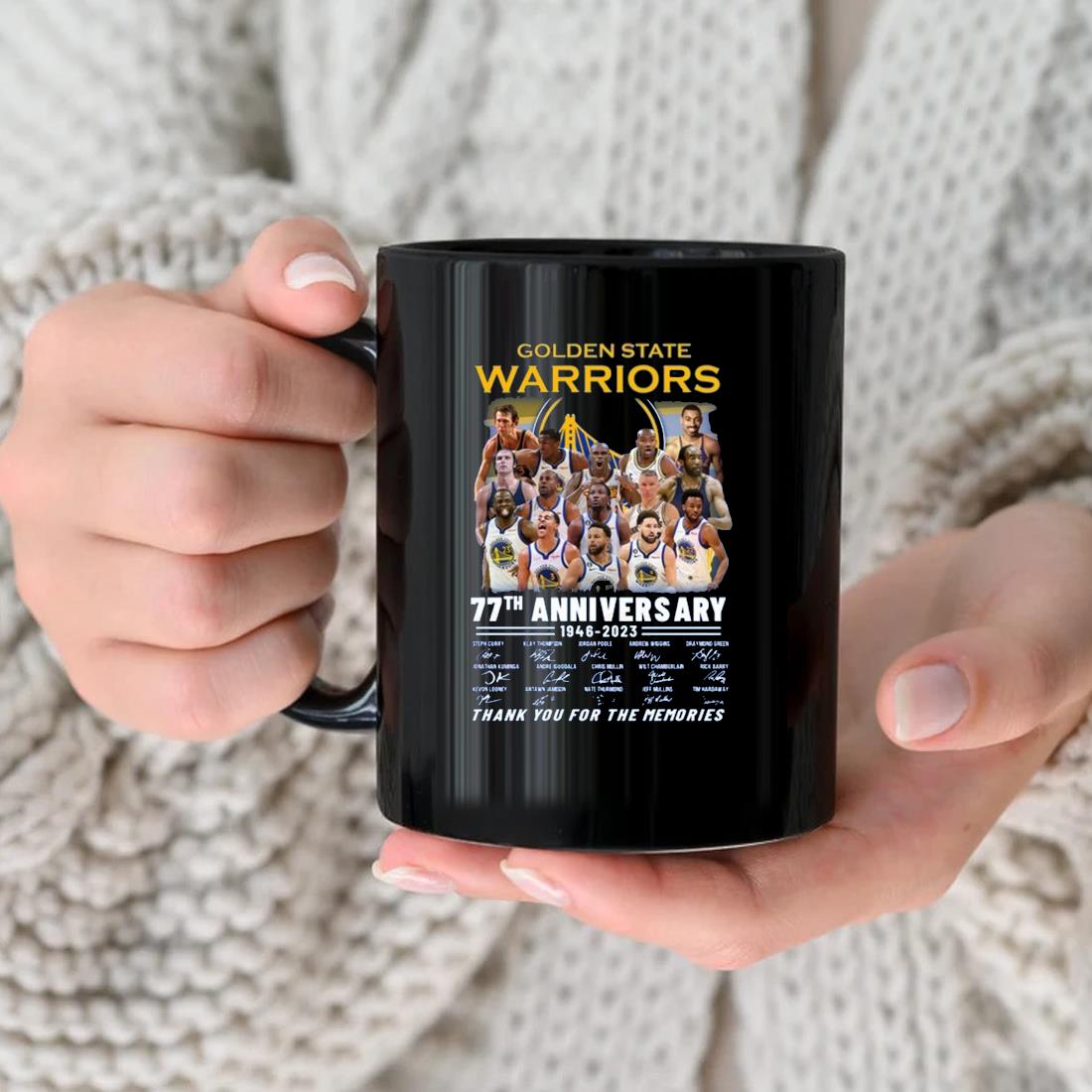 Golden State Warriors 77th Anniversary 1946-2023 Thank You For The Memories Signatures Mug