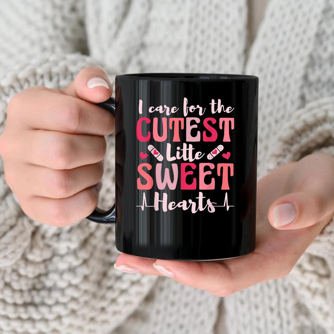 I Care Sweet Hearts Retro Groovy Valentines Day For Nurse Mug