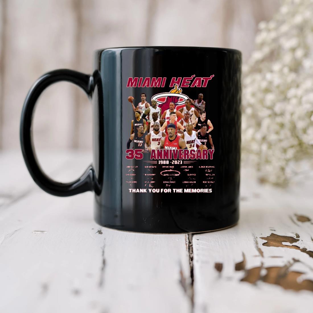 Miami Heat 35th Anniversary 1988-2023 Thank You For The Memories Signatures Mug biu