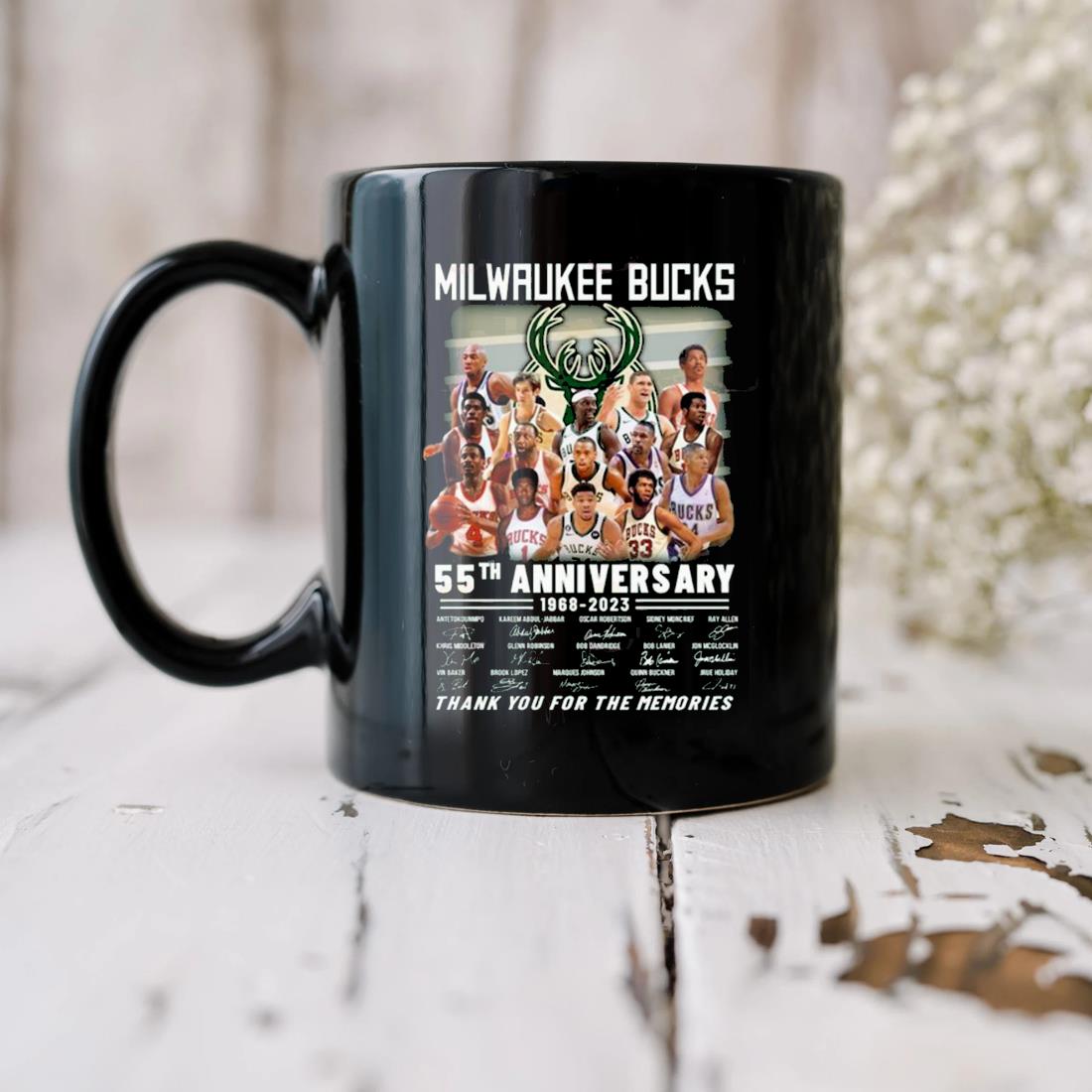 Milwaukee Bucks 55th Anniversary 1968-2023 Thank You For The Memories Signatures Mug biu