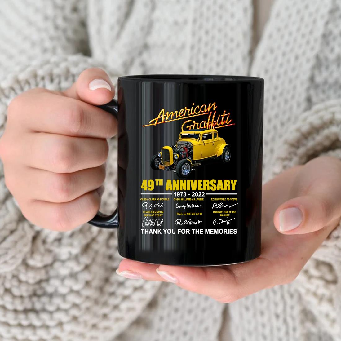 Offcial American Graffiti 50th Anniversary 1973-2023 Thank You For The Memories Signatures Mug