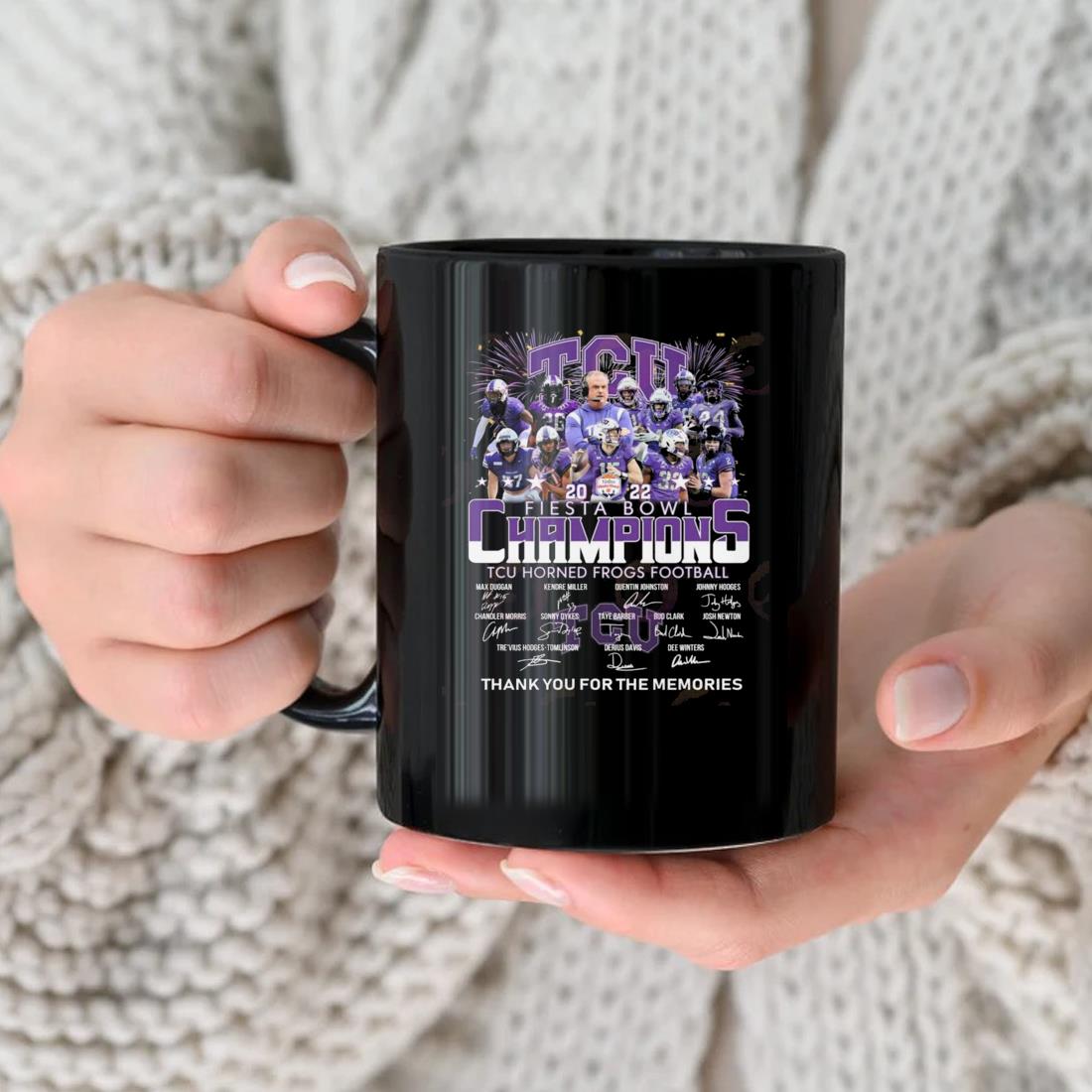 Tcu Horned Frogs Football 2022 Fiesta Bowl Champions Thank You For The Memories Signatures Mug