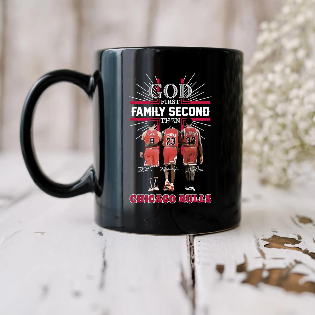 2023 God First Family Second Then Chicago Bulls Signatures Mug