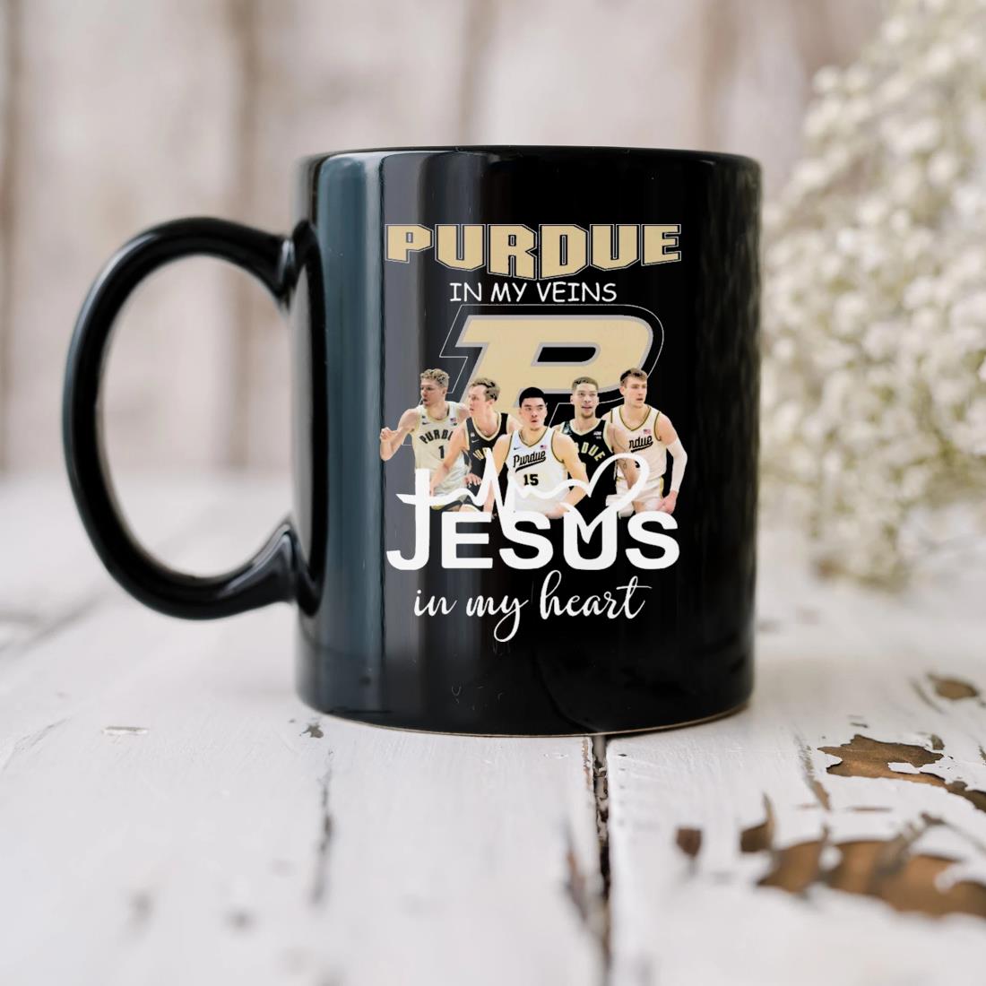 2023 Purdue Boilermakers In My Veins Jesus In My Heart Mug