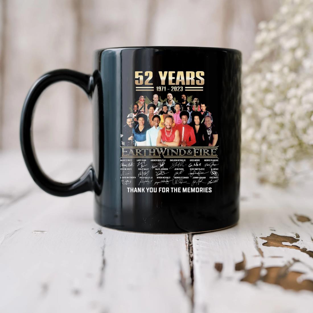 52 Years 1971-2023 Earth Wind And Fire Thank You For The Memories Signatures Mug