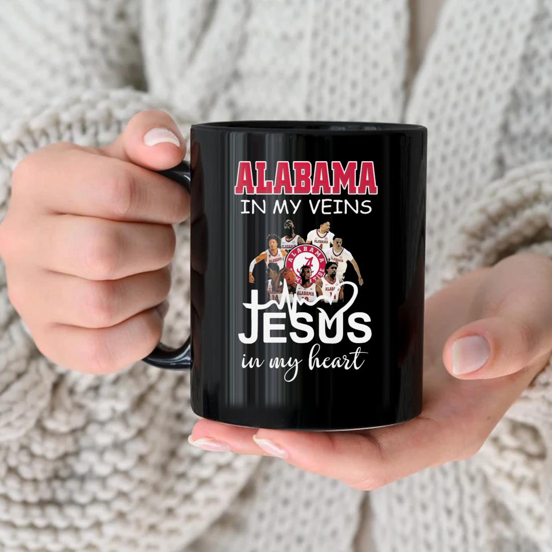 Alabama Crimson Tide In My Veins Jesus In My Heart 2023 Mug nhu