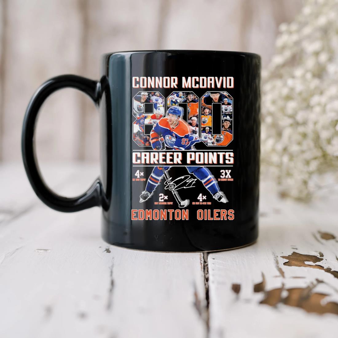 Connor Mcdavid 800 Career Points Edmonton Oilers Signature Mug