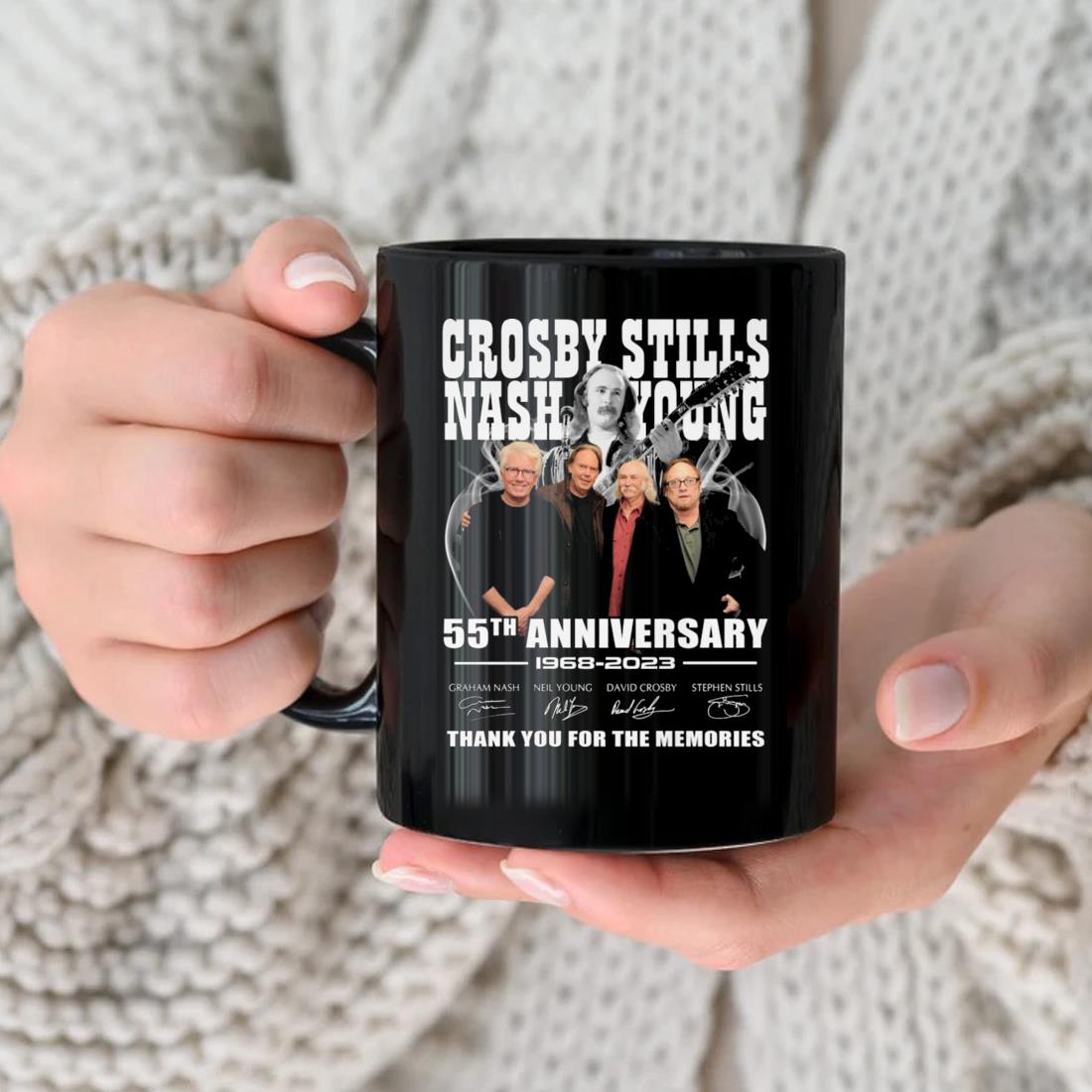 Crosby Stills Nash Young 55th Anniversary 1968 – 2023 Thank You For The Memories Signatures Mug nhu