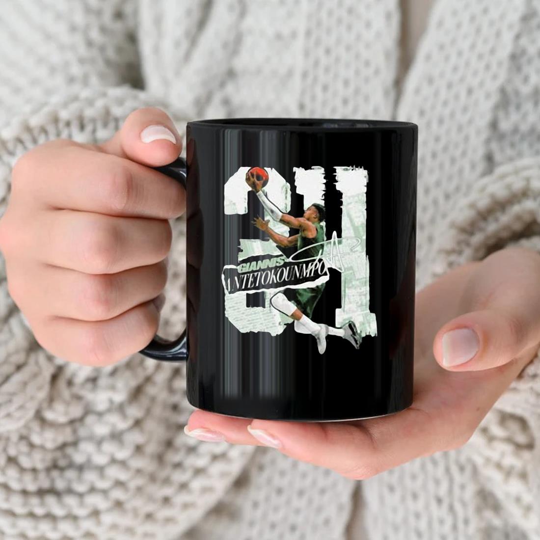 Giannis Antetokounmpo Milwaukee Bucks Rough Signature Mug nhu