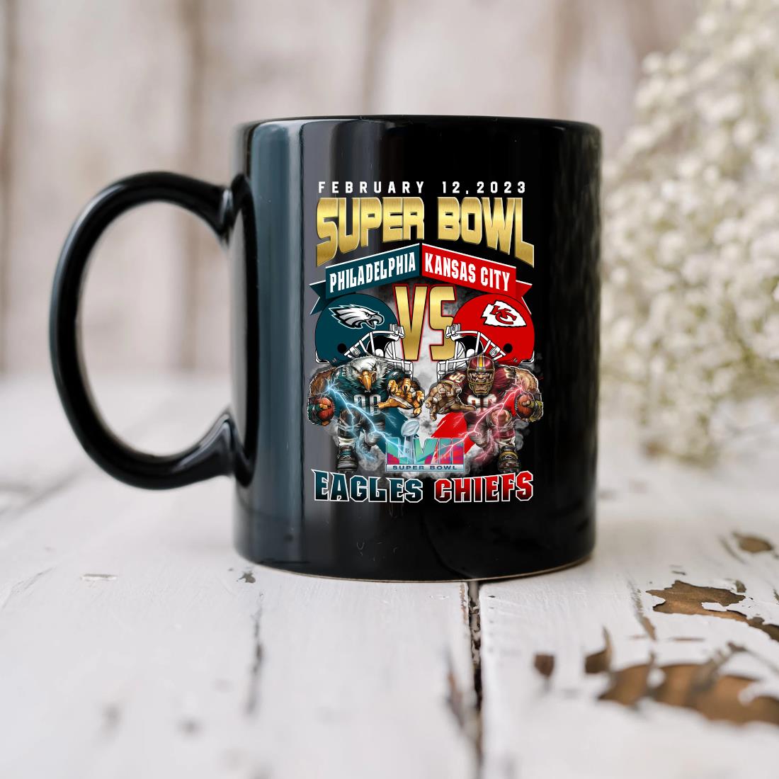 Official February 12 2023 Super Bowl Championship Philadelphia Eagles Vs Kansas City Chiefs Mug