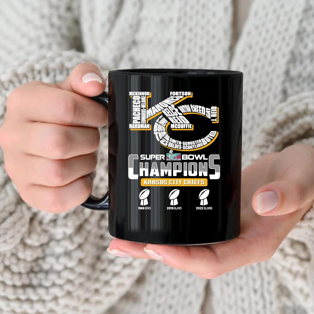 Official Kansas City Chiefs Player Names Super Bowl Lvii Champions Skyline Mug nhu