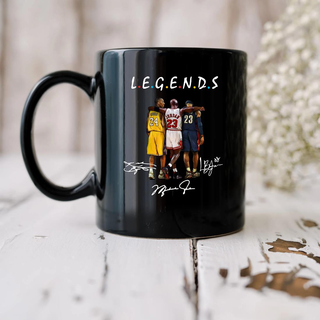 Official Kobe Bryant Michael Jordan And Lebron James Legends Friends Signatures Mug