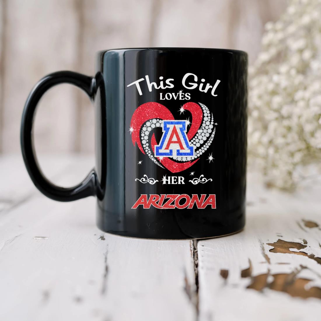Official This Girl Loves Her Arizona Wildcats Diamond Heart Mug