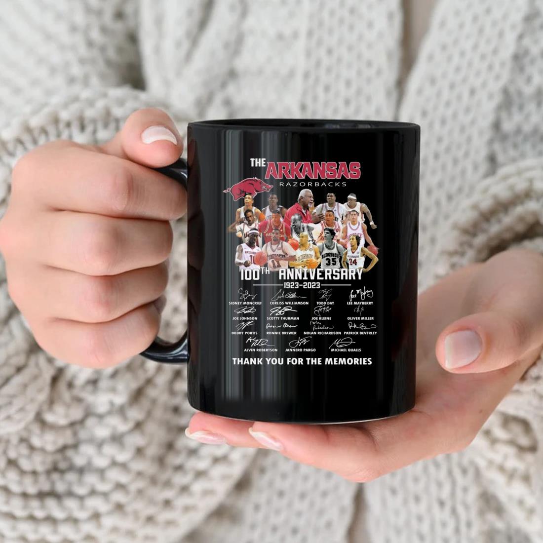 The Arkansas Razorbacks 100th Anniversary 1923 – 2023 Thank You For The Memories Signatures Men's Mug nhu