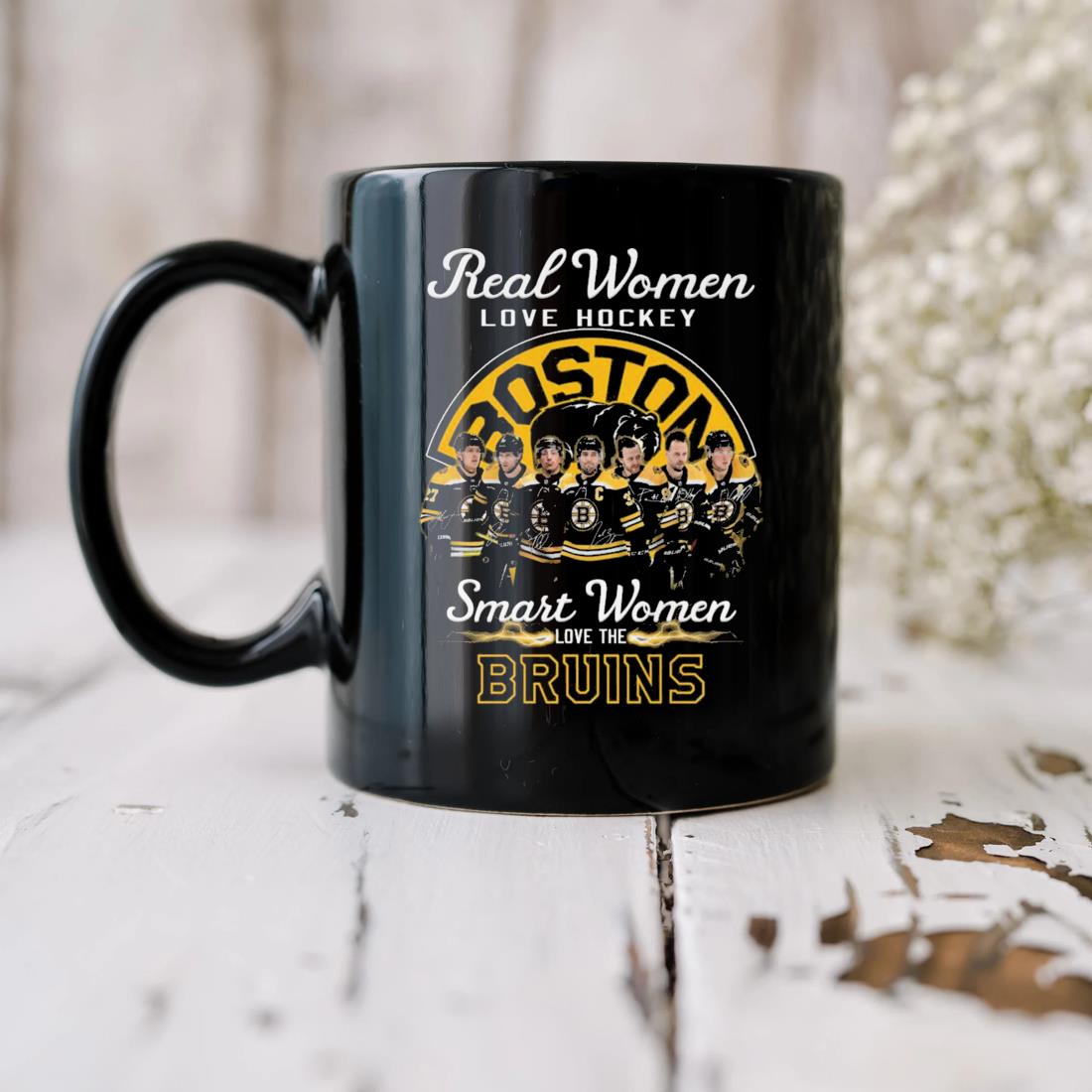 2023 Real Women Love Hockey Smart Women Love The Boston Bruins Signatures Mug