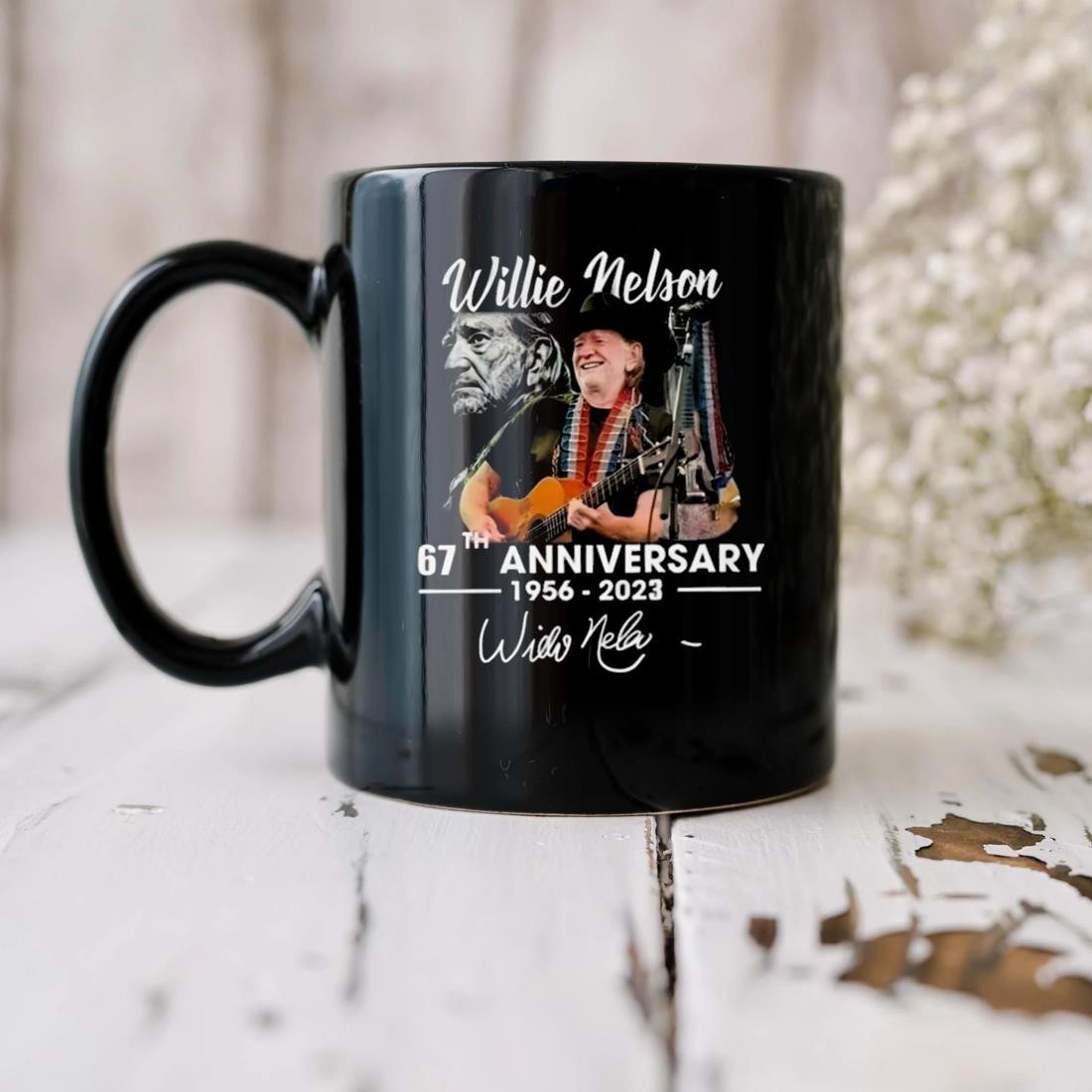 Willie Nelson 67th Anniversary 1956 2023 Signature Mug
